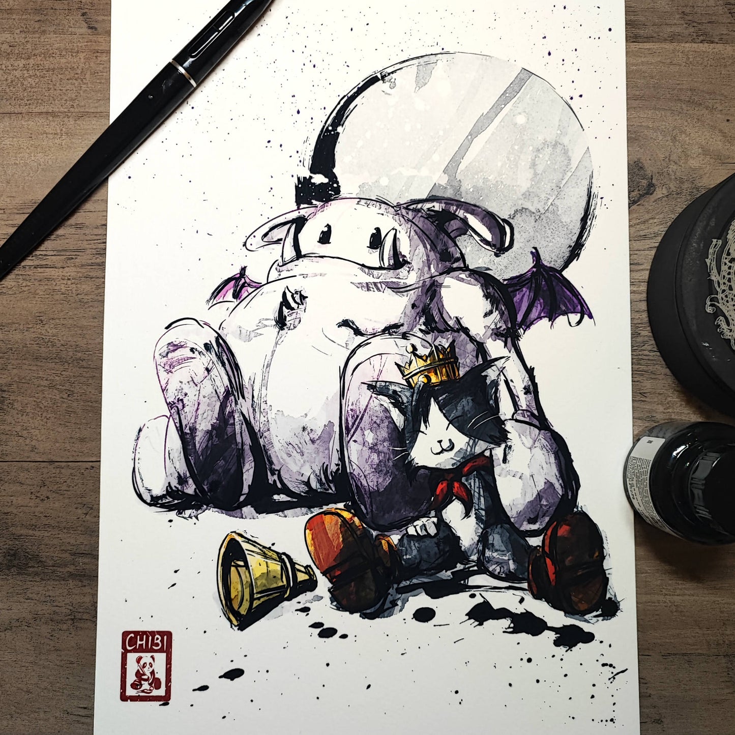 A4 Print - Final Fantasy VII Cait Sith Ink Fanart