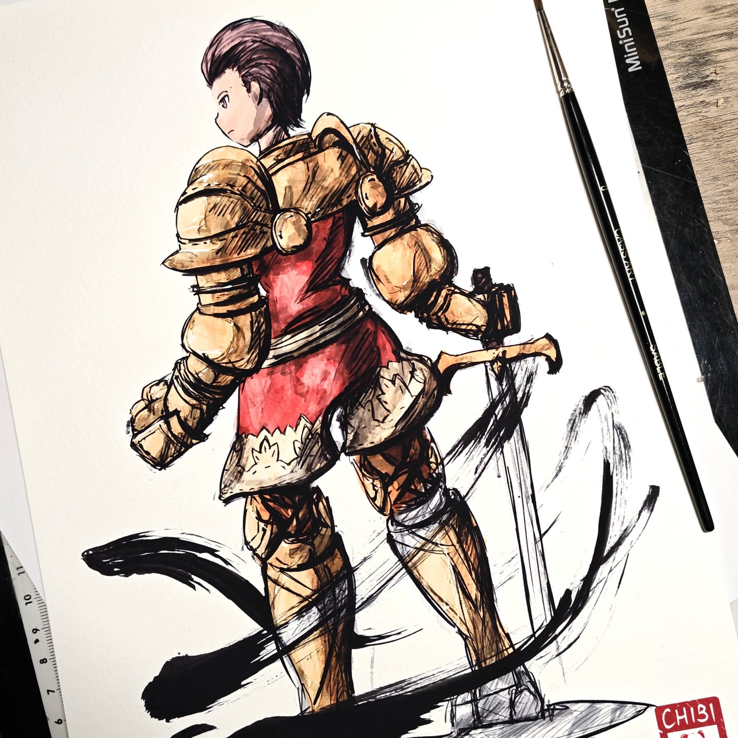 A4 Print - Final Fantasy Tactics Delita Ink Fanart