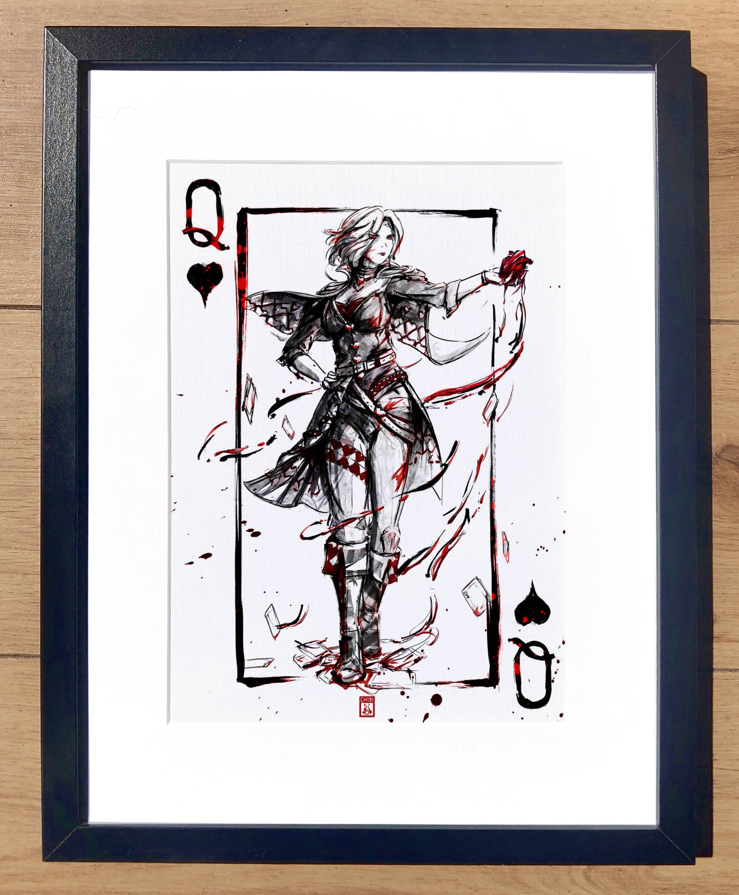 A4 Print - Inked Queen of Hearts Painting
