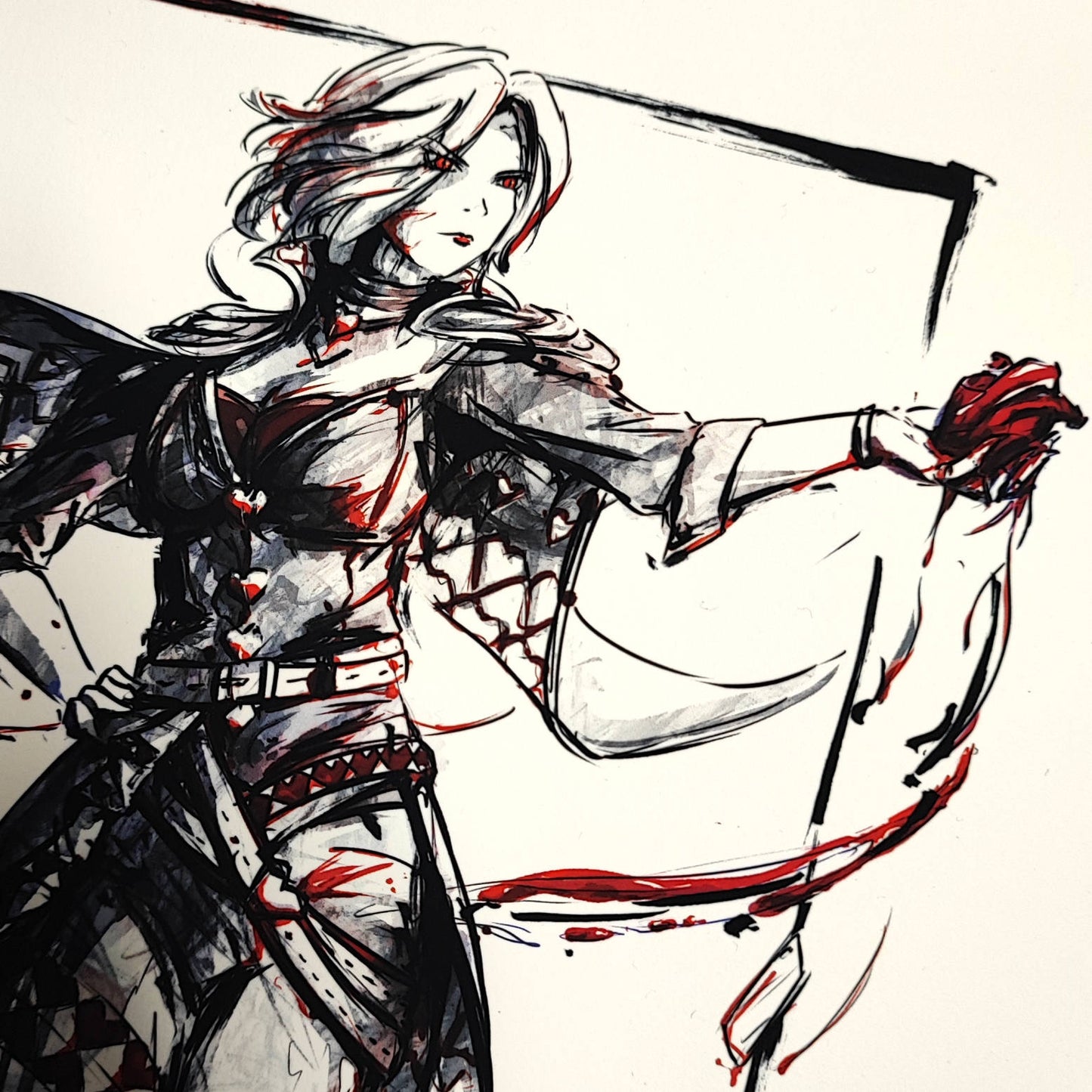 A4 Print - Inked Queen of Hearts Painting
