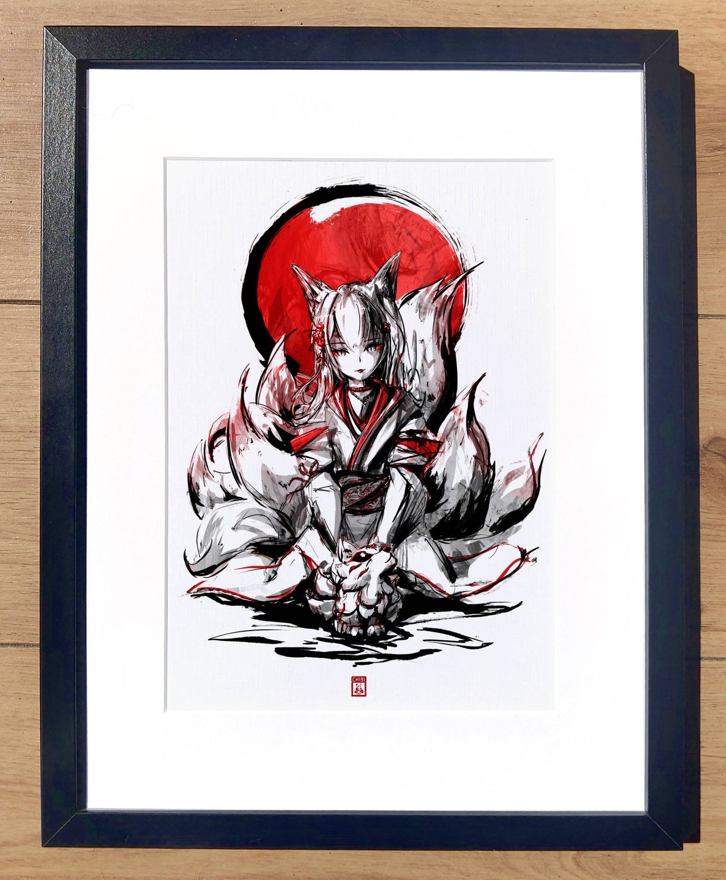A4 Print - Inked Kitsune Painting