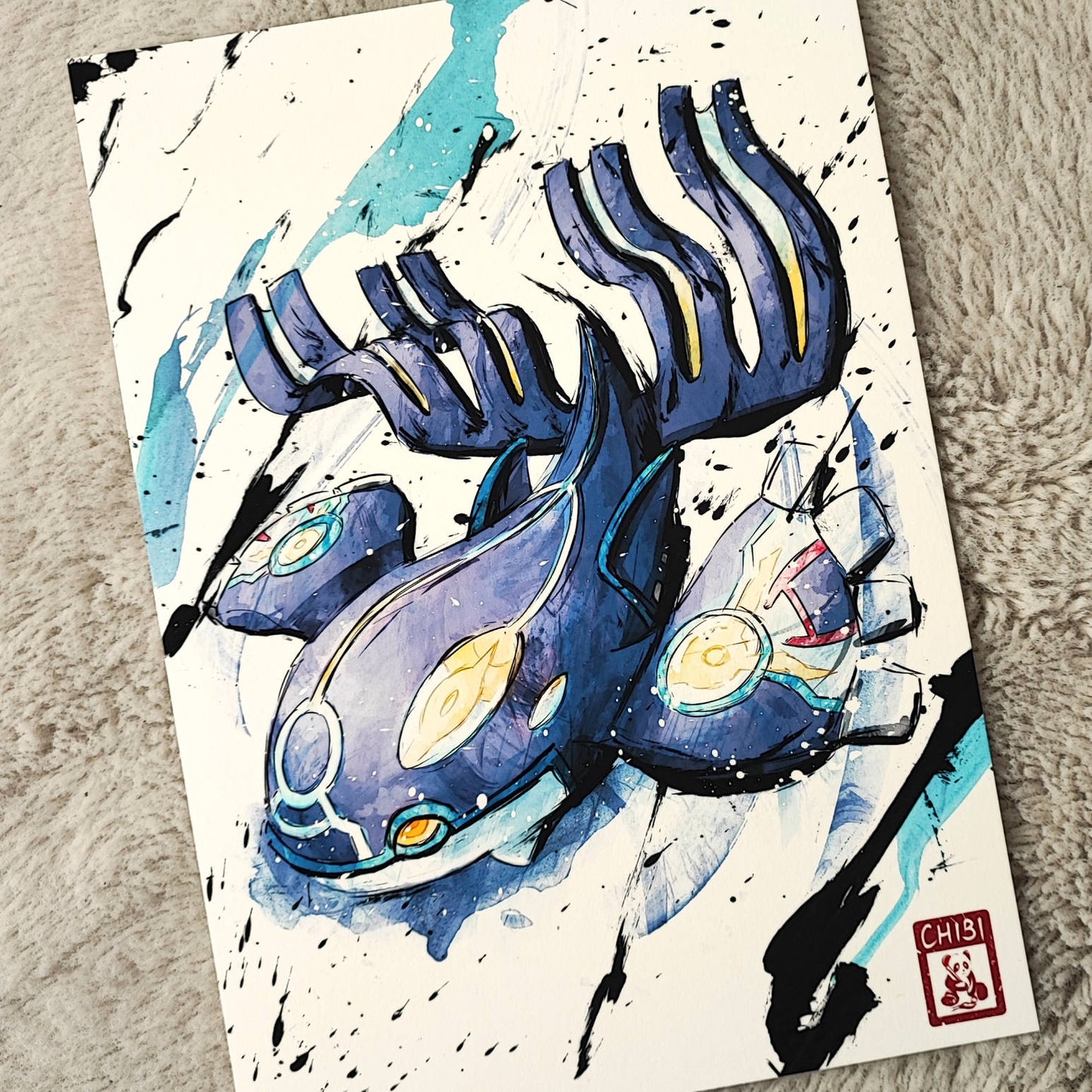 Fanart Print - Kyogre Pokemon Ink Print