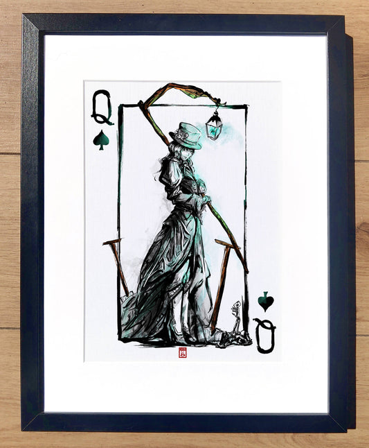 A4 Print - Inked Queen of Spades Painting