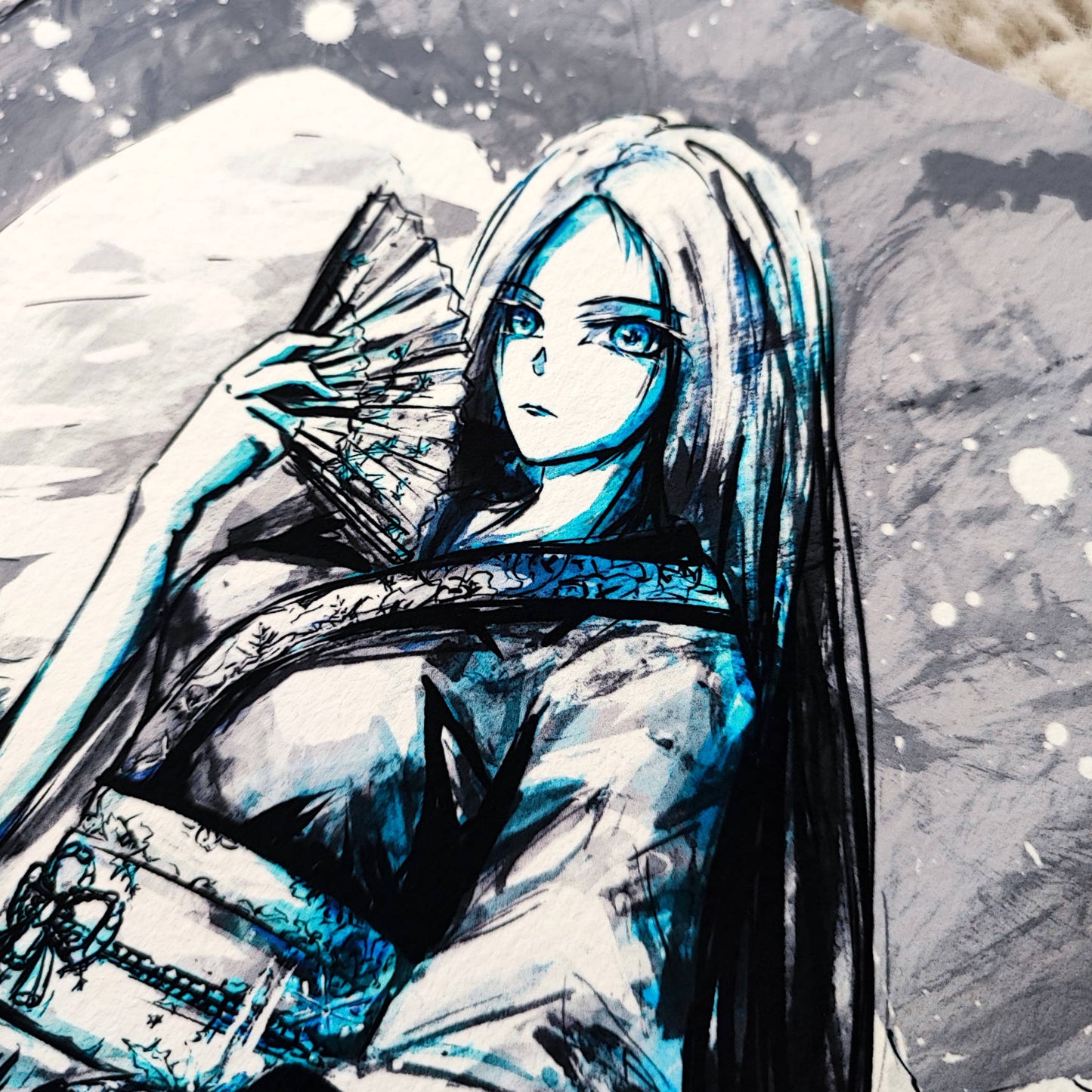 A4 Print - Inked Yuki Onna Painting