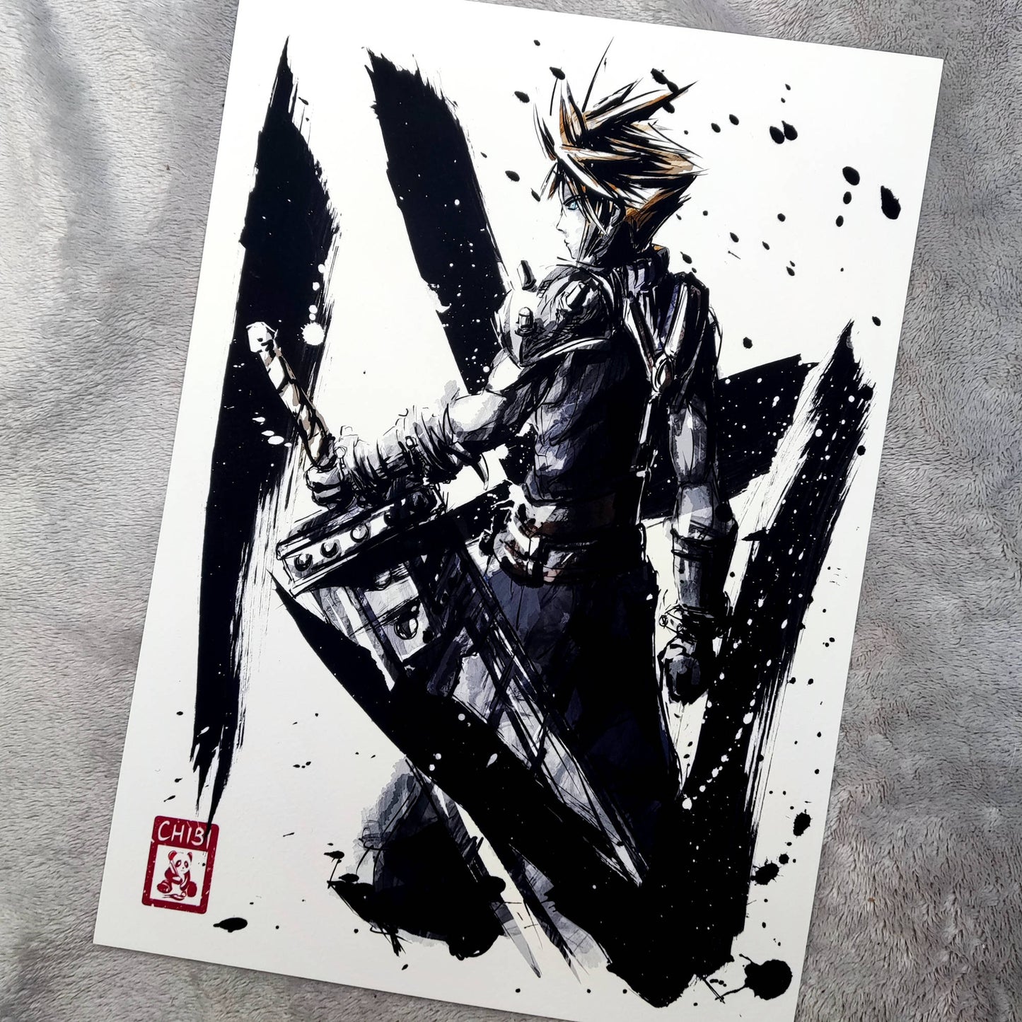 Fanart Print - Final Fantasy 7 Cloud Ink Fan Art