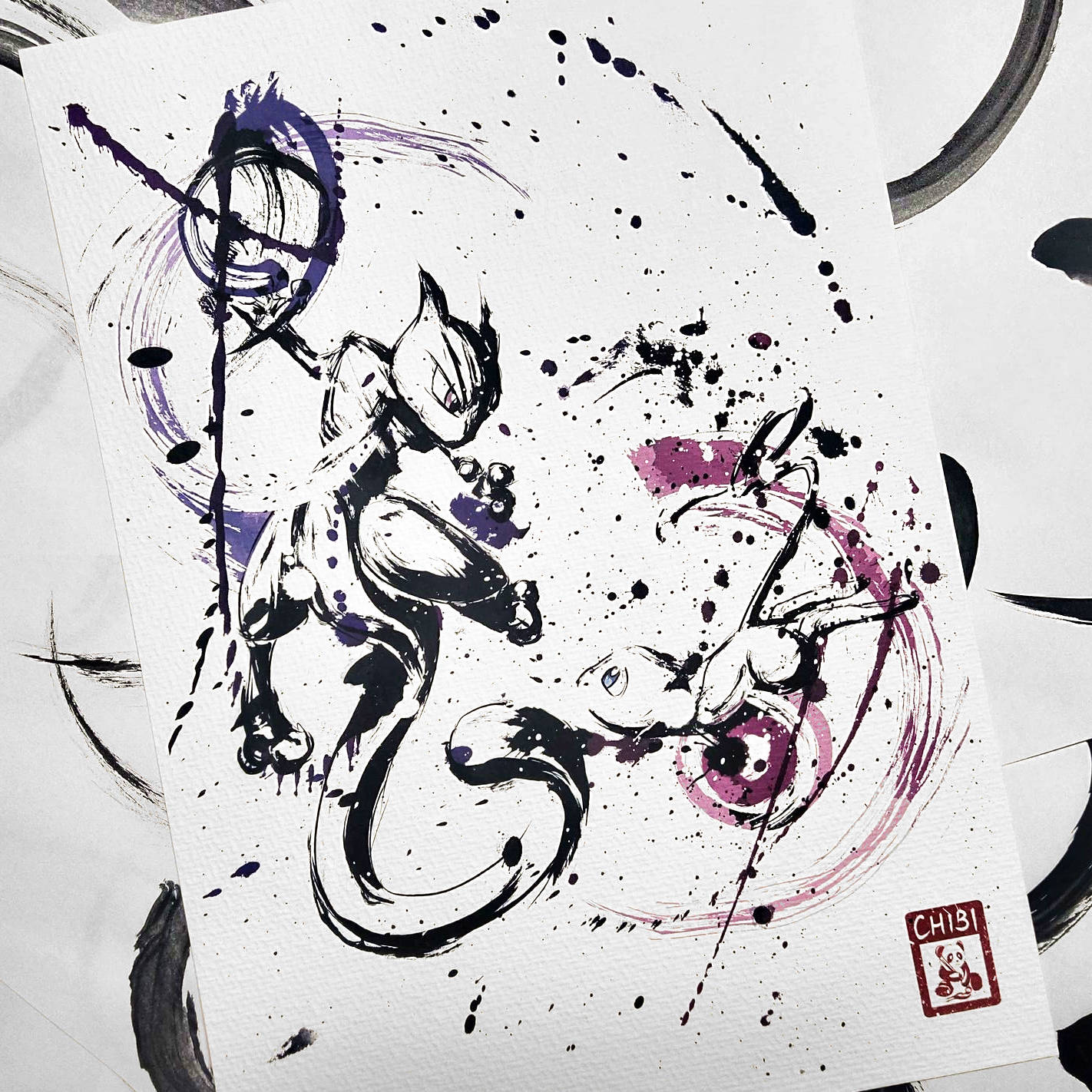 Fanart Print - Mewtwo & Mew Pokemon Print