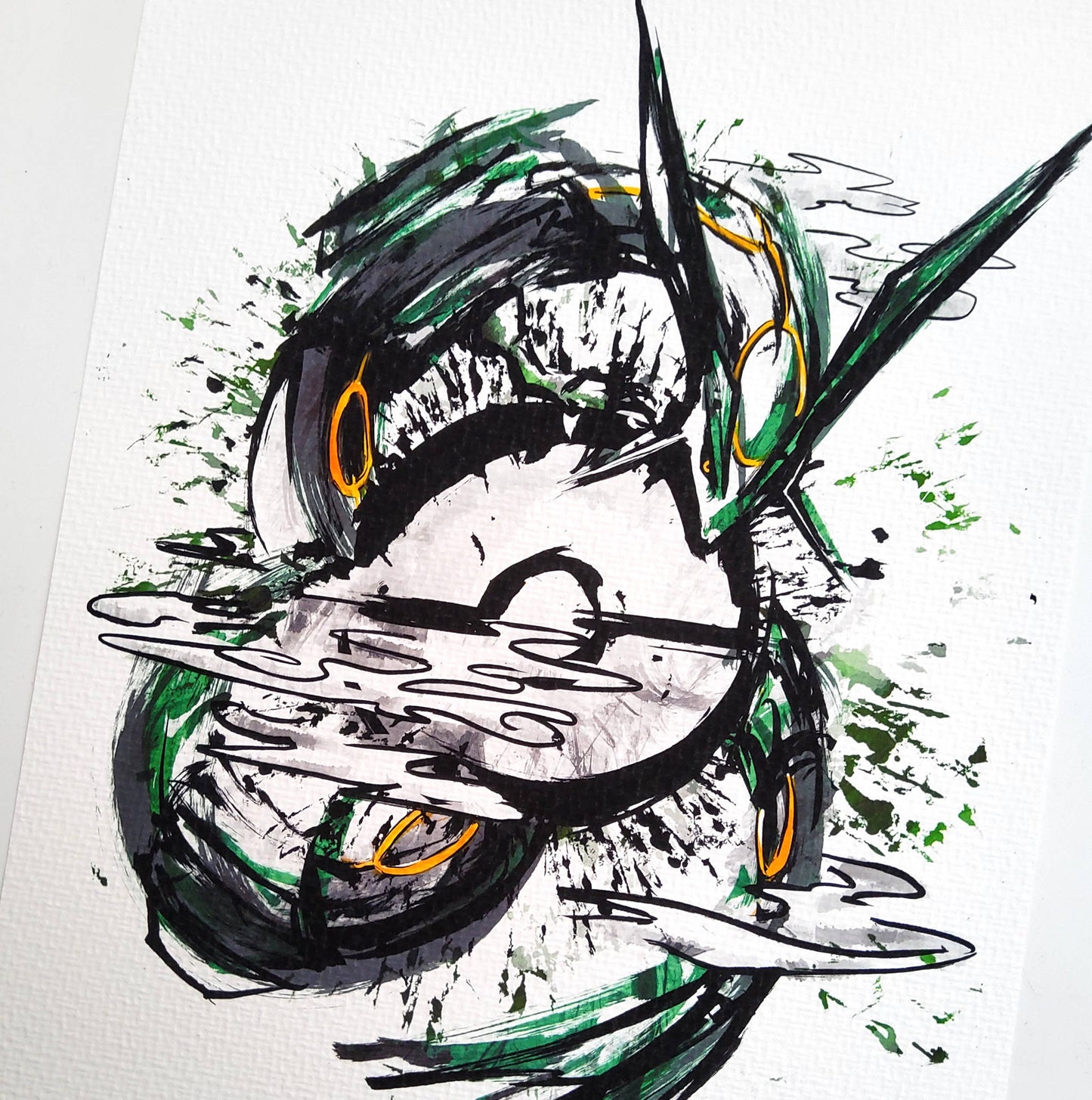 Fanart Print - Rayquaza Pokeball Pokemon Ink Print