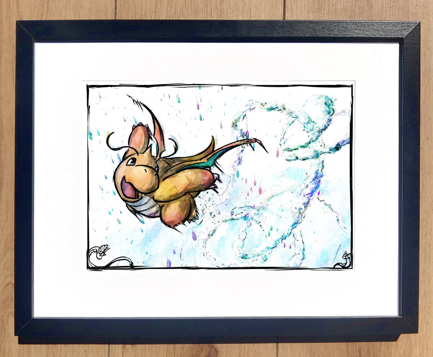 A4 Fanart Print - Pokemon Dragonite Colour Splash