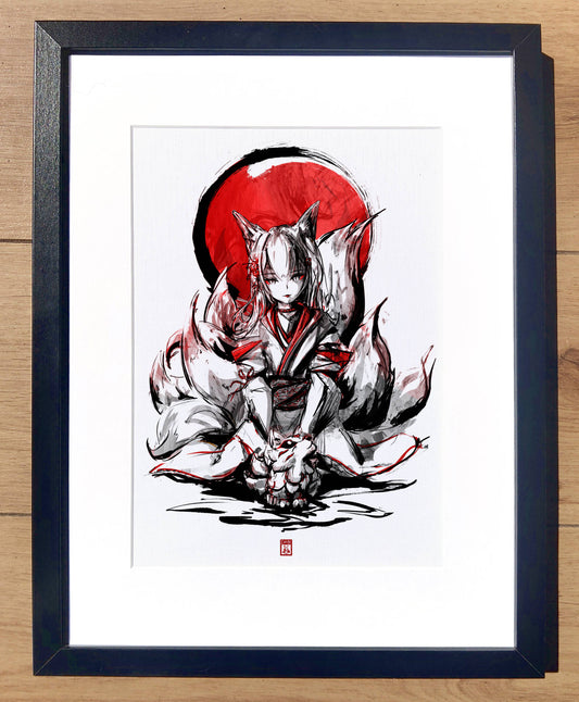 A4 Print - Inked Kitsune Painting