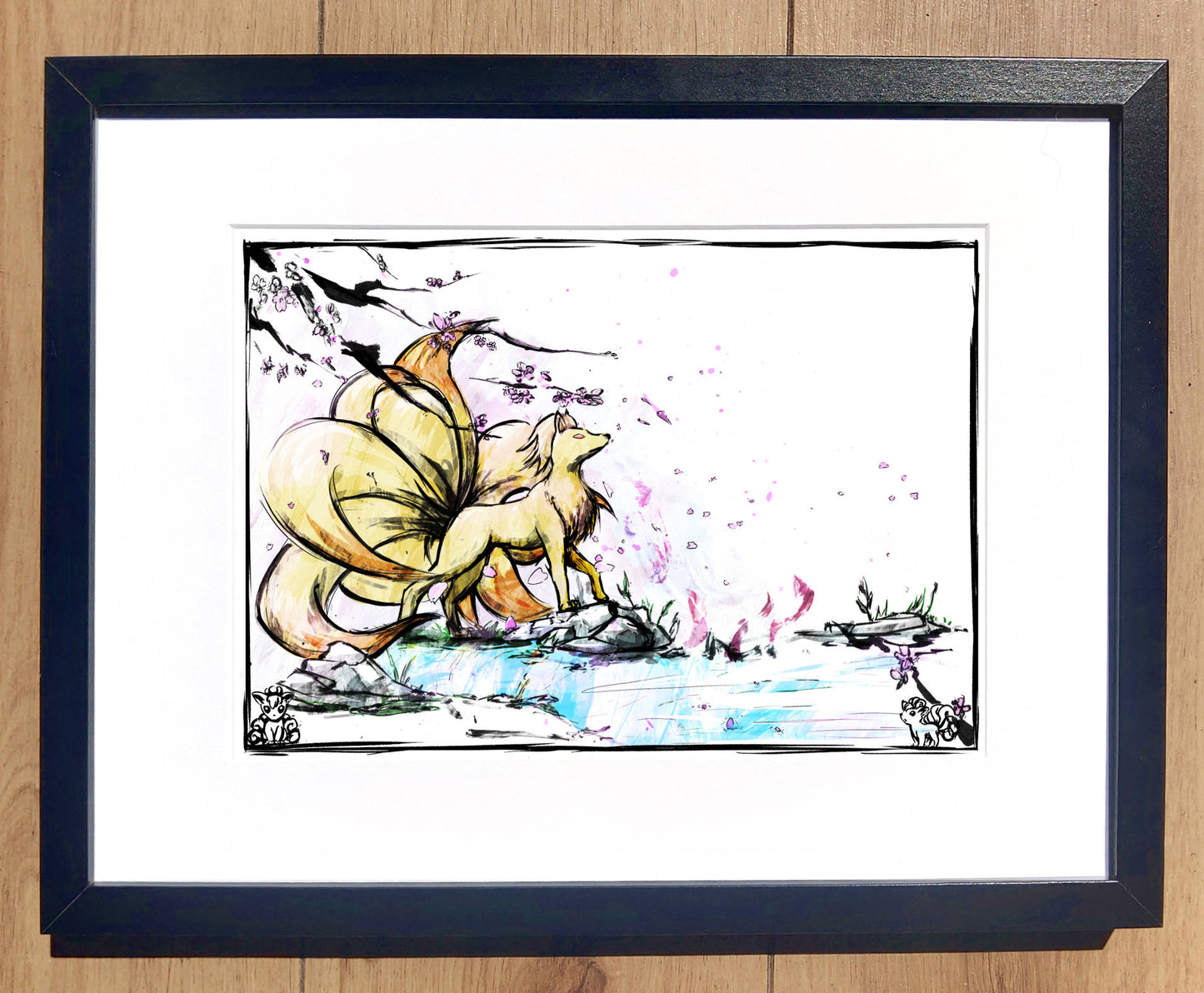 A4 Fanart Print - Pokemon Ninetales Colour Splash