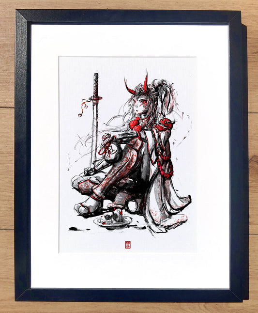 A4 Print - Inked Oni Painting