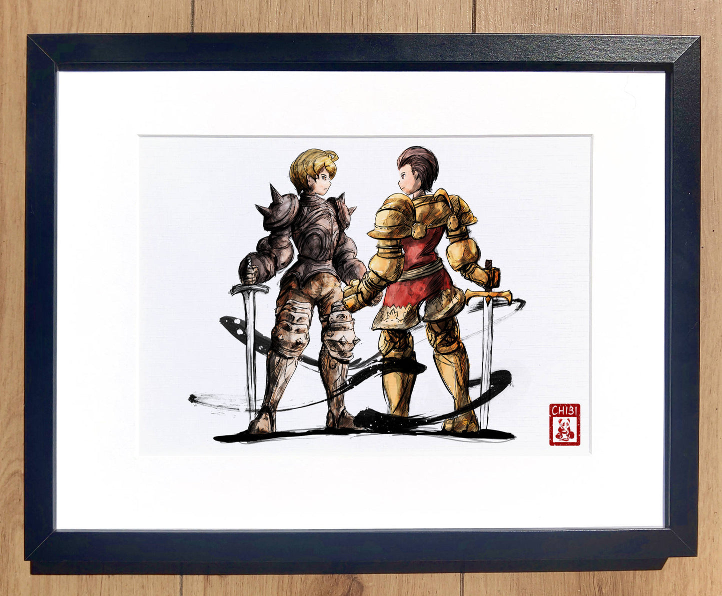 A4 Print - Final Fantasy Tactics Ramza and Delita Ink Fanart