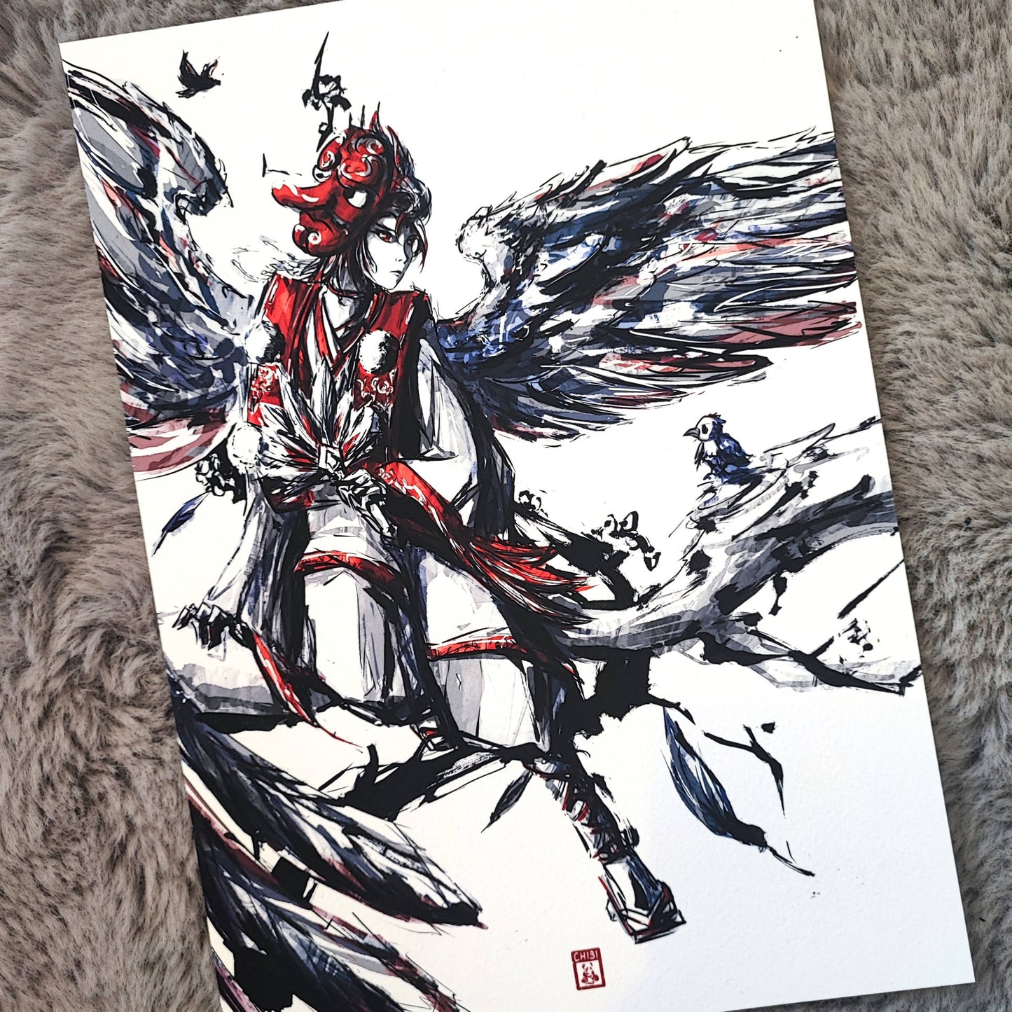 A4 Print - Inked Tengu Painting