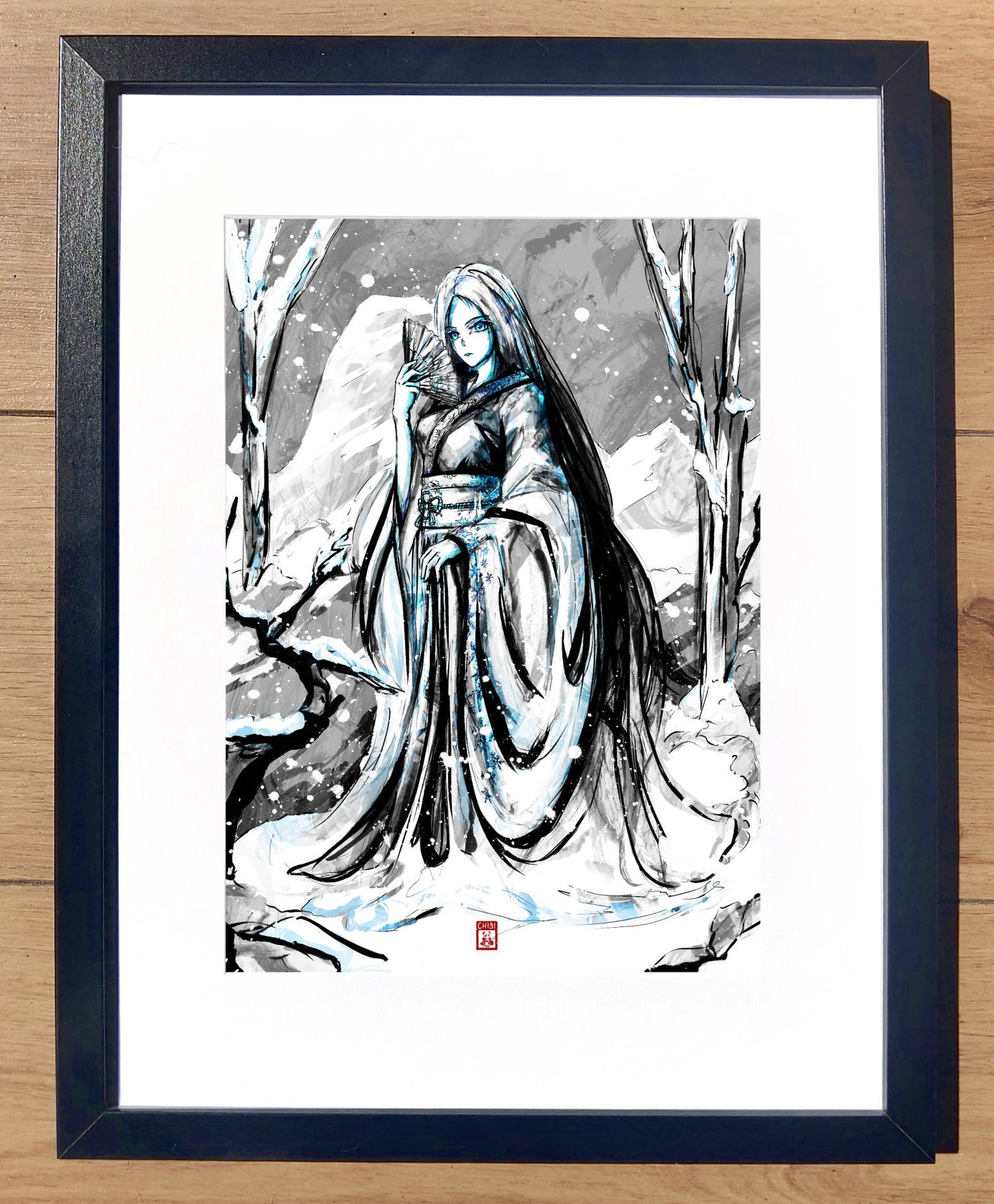 A4 Print - Inked Yuki Onna Painting