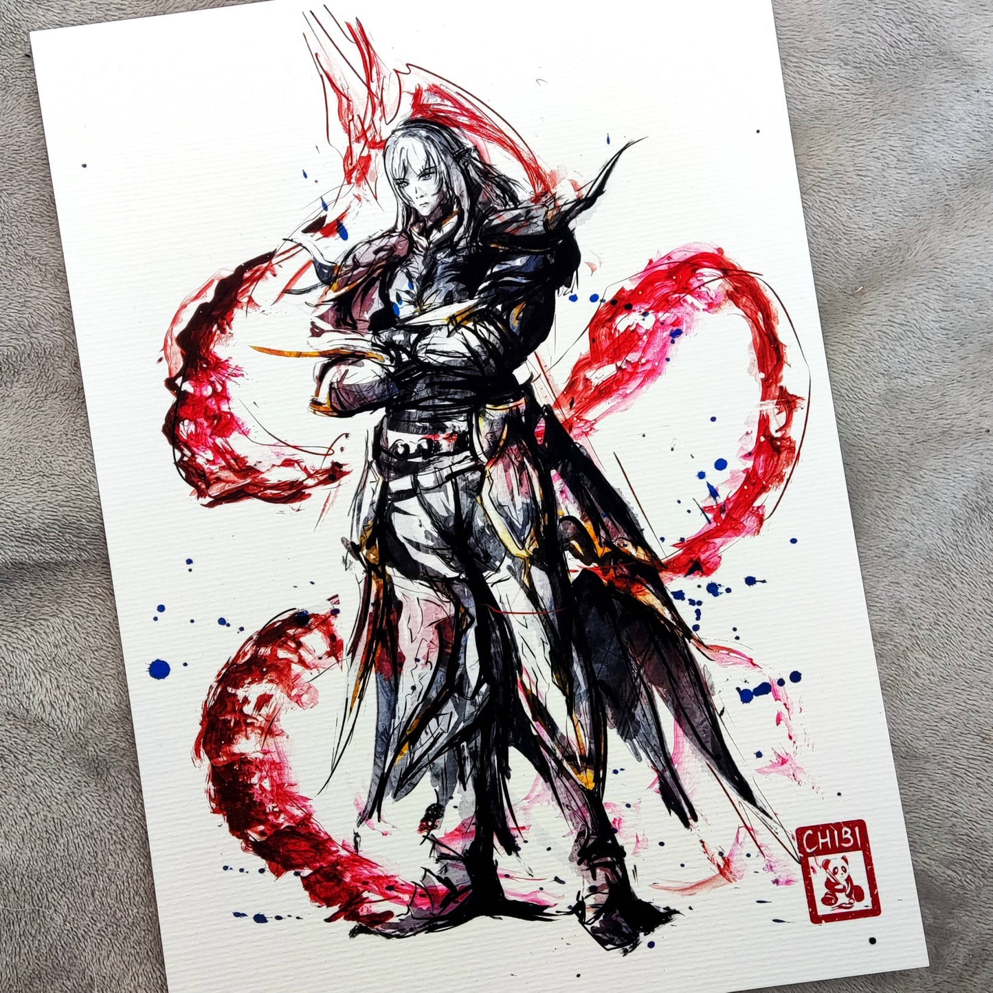 A4 Print - Final Fantasy XIV Estinien Endwalker Dragoon Ink Fanart