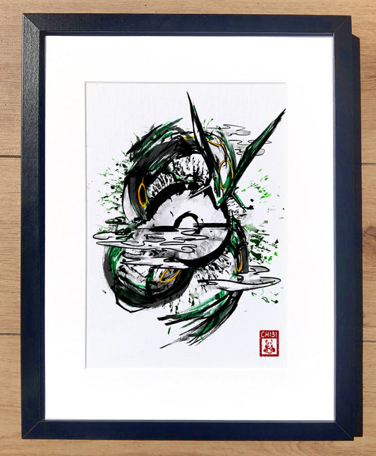 Fanart Print - Rayquaza Pokeball Pokemon Ink Print