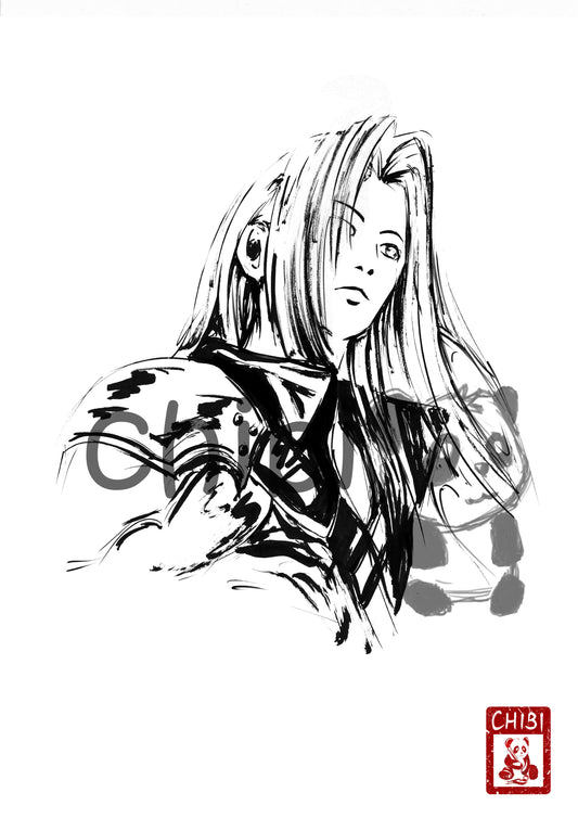 A4 Print - Final Fantasy VII Sephiroth Ink Fanart