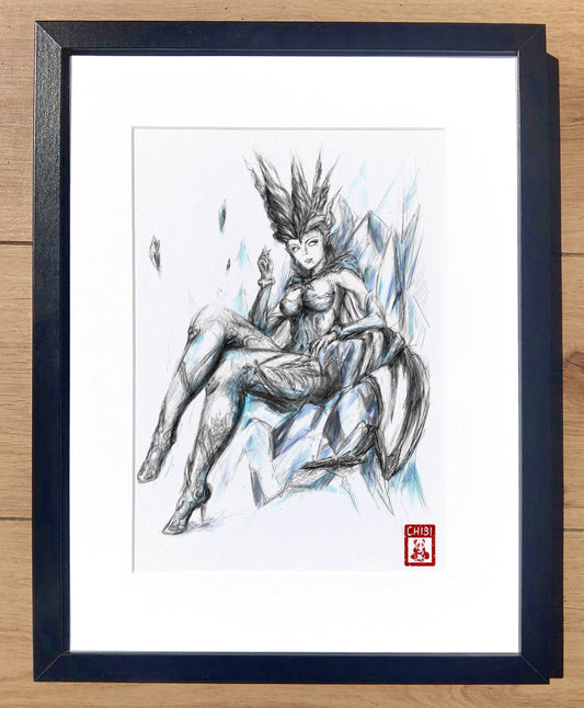 A4 Print - Final Fantasy XIV Shiva Sketch Fanart