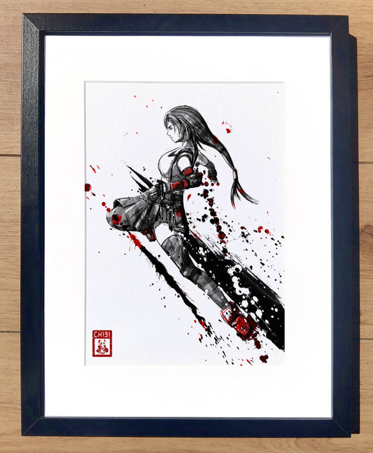 A4 Print - Final Fantasy VII Tifa Ink Fanart