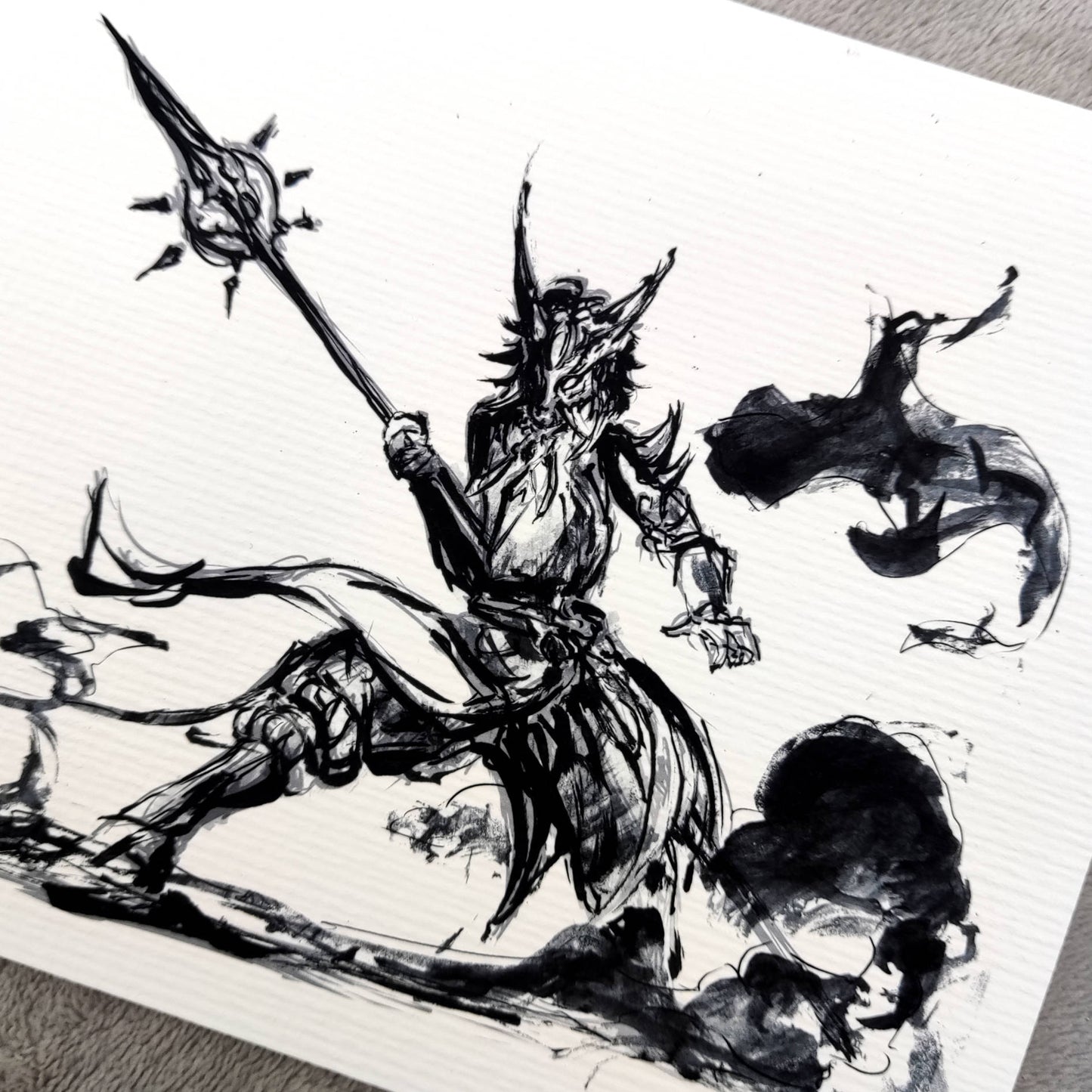 Fanart Print - Xiao Sketch Traditional Ink Ver. Genshin Impact Print