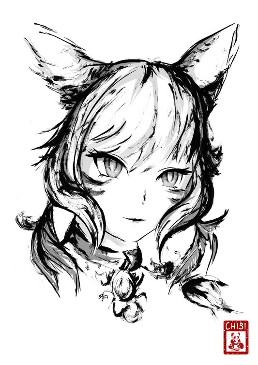 A4 Print - Final Fantasy XIV Y'shtola Shadowbringers Portrait Ink Fanart