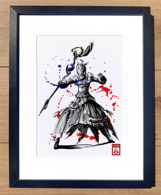 A4 Print - Final Fantasy XIV Y'shtola Endwalker Mage Ink Fanart